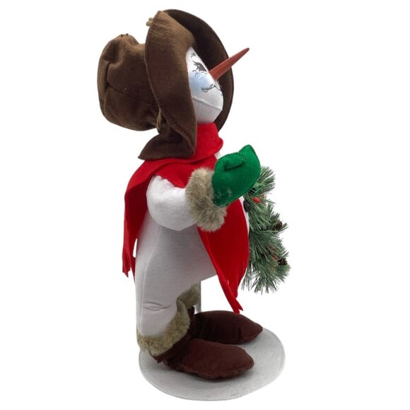 NWT ANNALEE DOLLS 15" Rustic Pine Snowman Christmas 2020 Wreath Hat Big 560520 - Picture 3 of 5